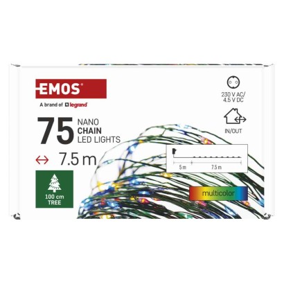 LED Weihnachtliche Nano-Kette grün, 7,5 m, Außen und Innen, Multicolor, Timer