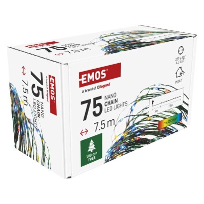 LED Weihnachtliche Nano-Kette grün, 7,5 m, Außen und Innen, Multicolor, Timer