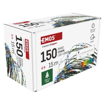LED vánoční nano řetěz zelený, 15 m, venkovní i vnitřní, multicolor, časovač