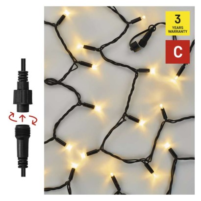 Premium LED spojovacia reťaz čierna, 10 m, vonkajšia aj vnútorná, teplá biela, časovač