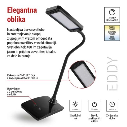 Namizna LED svetilka EDDY črna