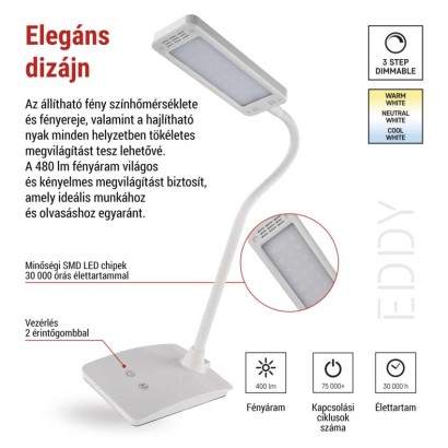 EMOS Eddy LED asztali lámpa, fehér
