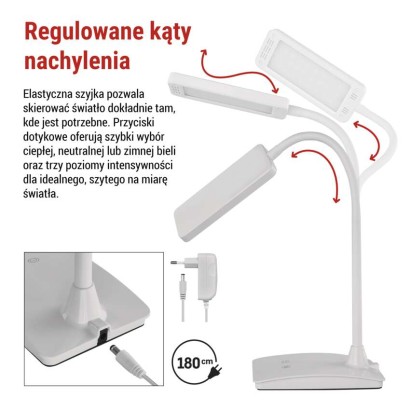 Lampa biurkowa LED EDDY biała, WW/NW/CW