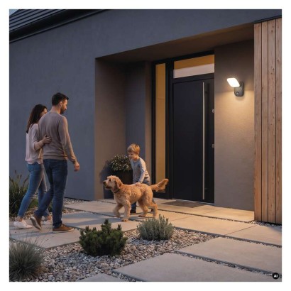 LED kerti fali lámpa NIKA szürkületérzékelővel, 12 x 12 x 20 cm, 12,8 W, meleg fehér