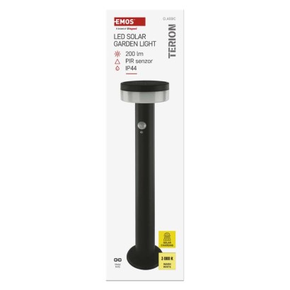 LED aiavalgusti veerg, päikesepaneel, PIR, TERION, 12.5 × 12.5 × 50 cm
