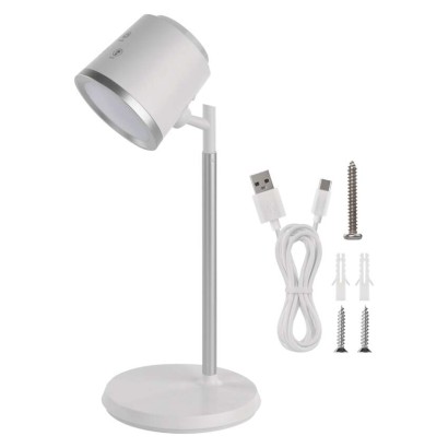 LED stolní lampa ABBIE, nabíjecí, bílá