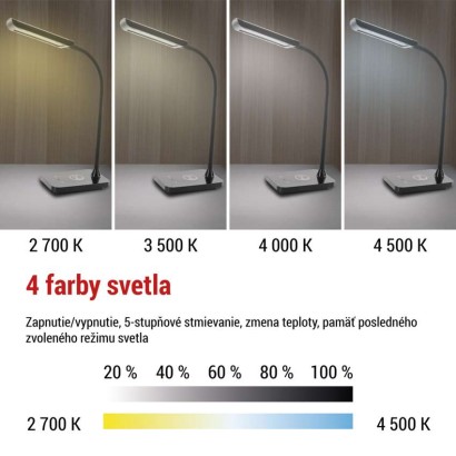 LED stolná lampa KYLE, čierna