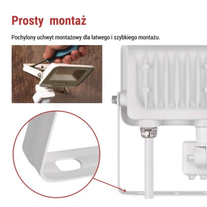 Naświetlacz LED GLARO PIR 20 W, biały, IP54, 2000 lm, neutralna biel