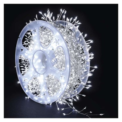 LED nano fényfüzér tekercsen, ezüst , 9,6 m, hideg fehér, időzítő