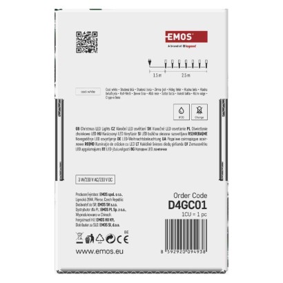 Lampki choinkowe Classic 50 LED 2,5m zimna biel, zielony przewód, IP20