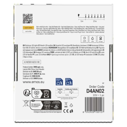 Lampki choinkowe Classic 120 LED 12m ciepła biel + zimna biel miga, IP44, timer