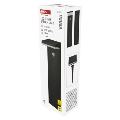 Słupek oświetleniowy LED Garden VEREA solarna, ciepła biel, max 460 lm, IP44, PIR