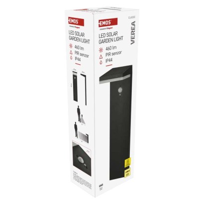 Słupek oświetleniowy LED Garden VEREA solarna, ciepła biel, max 460 lm, IP44, PIR