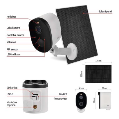 GoSmart Zunanja baterijska kamera IP-1150 SNAP z WiFi in solarnim panelom