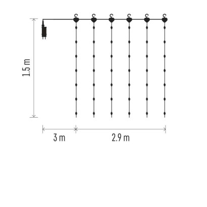 LED Weihnachtliche Drop-Kette – Vorhang, 2,9x1,5 m, Außen und Innen, warm-weiß, Programme