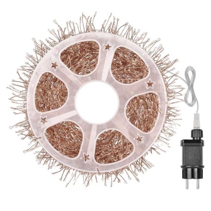 LED nano fényfüzér tekercsen, rézszínű, 19,2 m, meleg fehér, időzítő