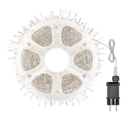 LED nano fényfüzér tekercsen, ezüst, 19,2 m, többszínű, időzítő