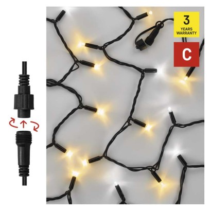 Premium LED sorolható füzér, villogó, 10 m, kültéri, meleg/hideg fehér