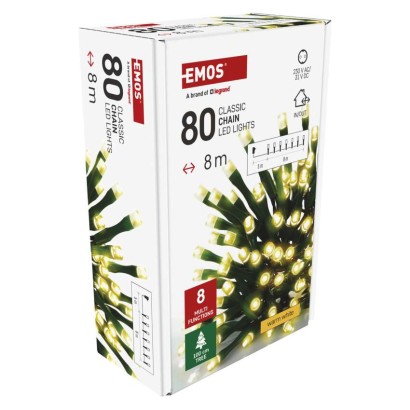 LED Weihnachtliche Lichterkette, 8 m, Außen/Innen, warmweiß, Programme, Timer