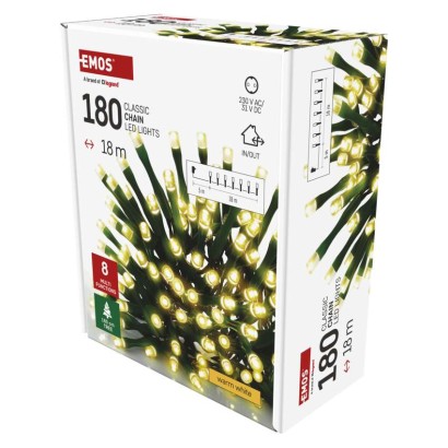 LED jõuluvalguskett, 18 m, õue/tuppa, soe valge, 8 režiimi, ajasti