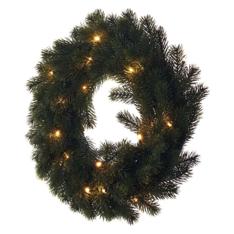 LED karácsonyi koszorú, 40 cm, 2x AA, beltéri, meleg fehér, időzítő