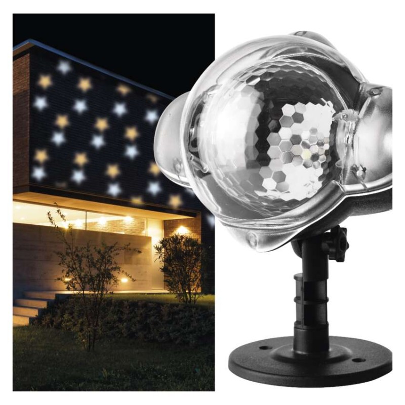 LED dekoráció projektor – csillagok, kültéri és beltéri, meleg/hideg fehér