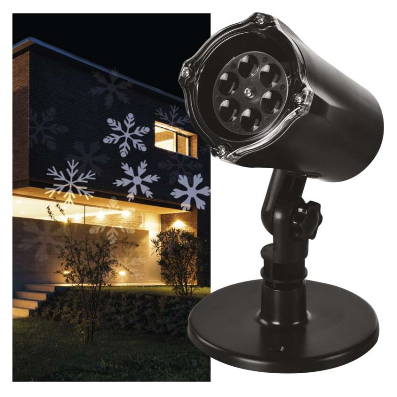 E-shop LED vianočný dekoratívny projektor – vločky, vonkajší aj vnútorný, biela
