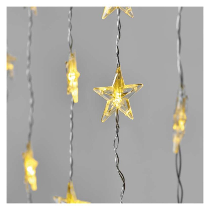 LED karácsonyi fényfüggöny – csillagok, 120x90 cm, beltéri, meleg fehér, időzítő