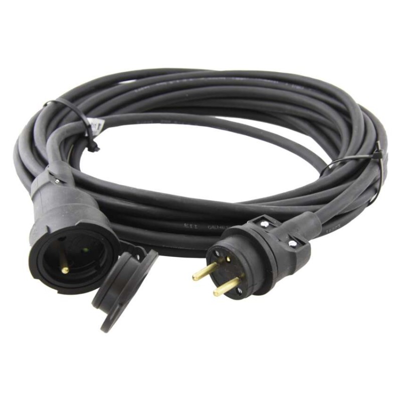 Vonkajší predlžovací kábel 20 m / 1 zásuvka / čierny / guma / 230 V / 1,5 mm2