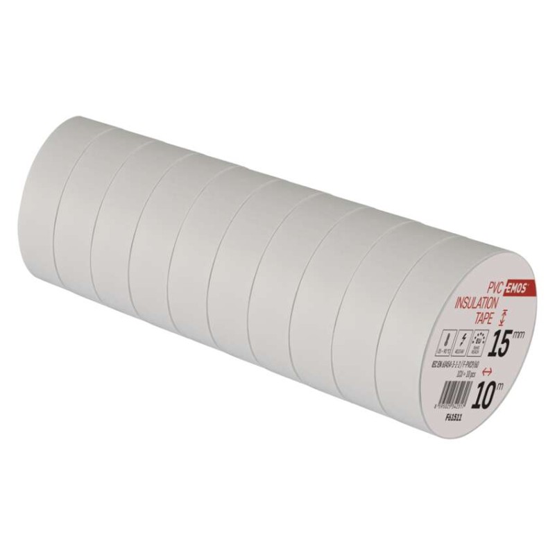 Izolační páska PVC 15mm / 10m bílá, 10 ks