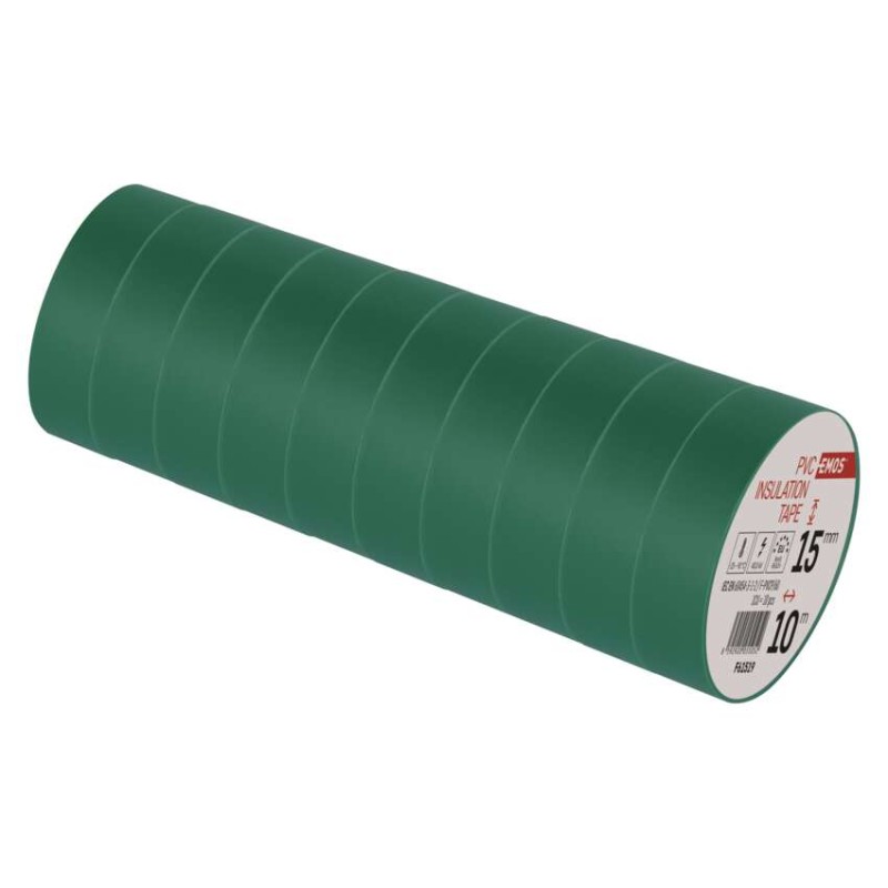 Izolační páska PVC 15mm / 10m zelená, 10 ks