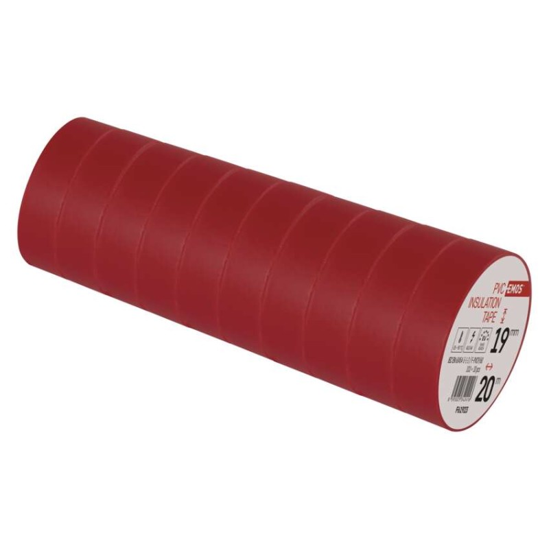 Izolační páska PVC 19mm / 20m červená, 10 ks