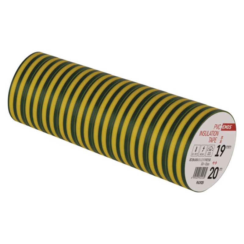 Izolačná páska PVC 19mm / 20m zelenožltá, 10ks