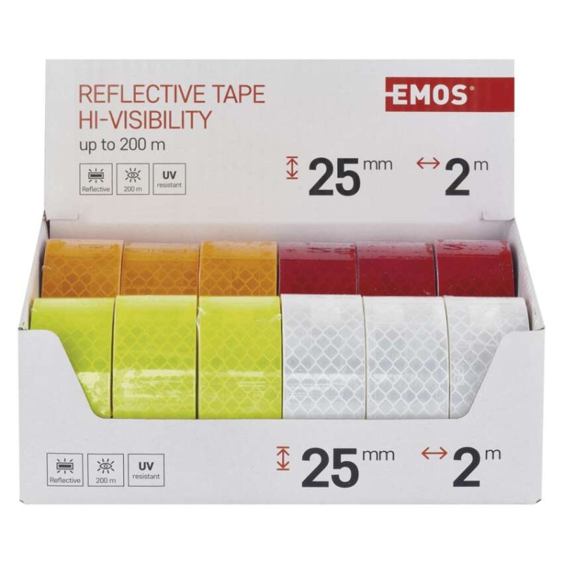 Reflexní páska 25 mm / 2m, 12 ks, box