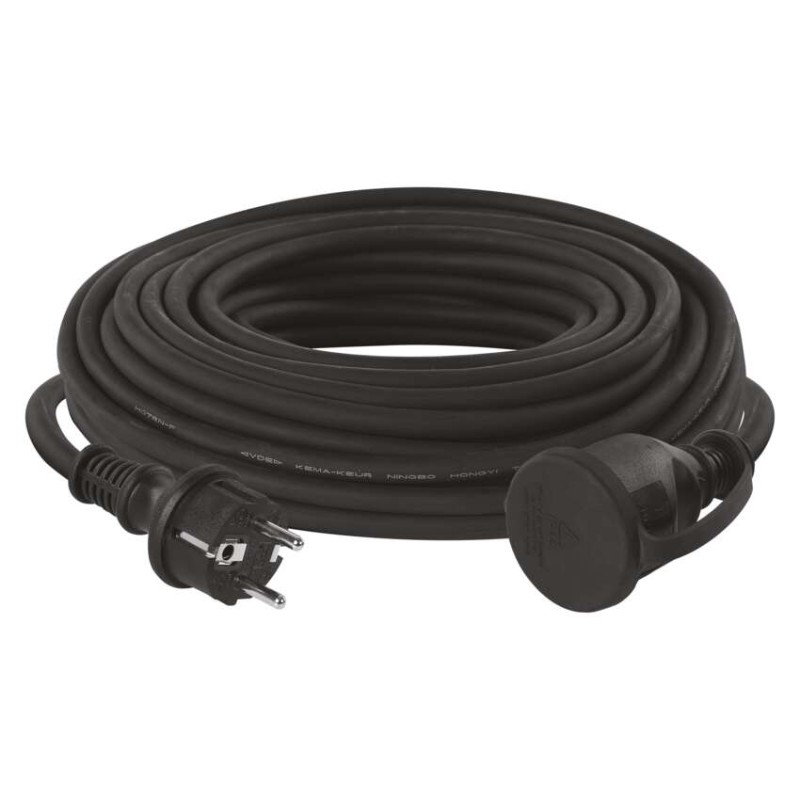 Vonkajší predlžovací kábel 25 m / 1 zásuvka / čierny / guma-neoprén / 230 V / 2,5 mm2