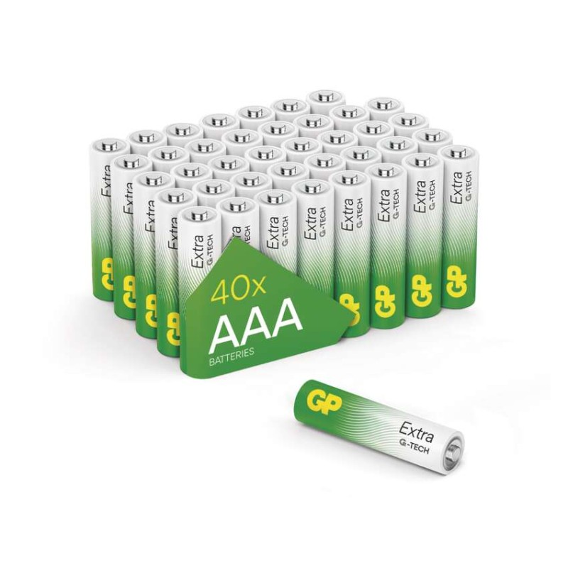 E-shop Alkalická batéria GP Extra LR03 (AAA), fólia, 40 ks