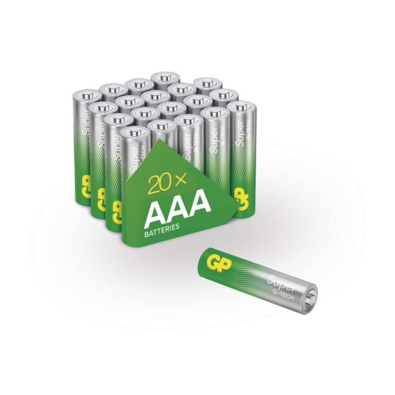 Alkalická baterie GP Super Alkaline AAA (LR03), 20 ks