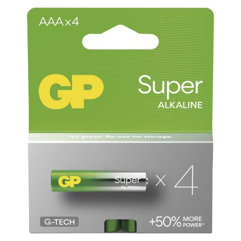 Alkalická batéria GP Super LR03 (AAA), 4 ks