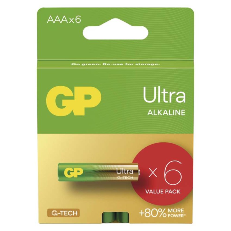 Alkalická batéria GP Ultra LR03 (AAA), 6 ks