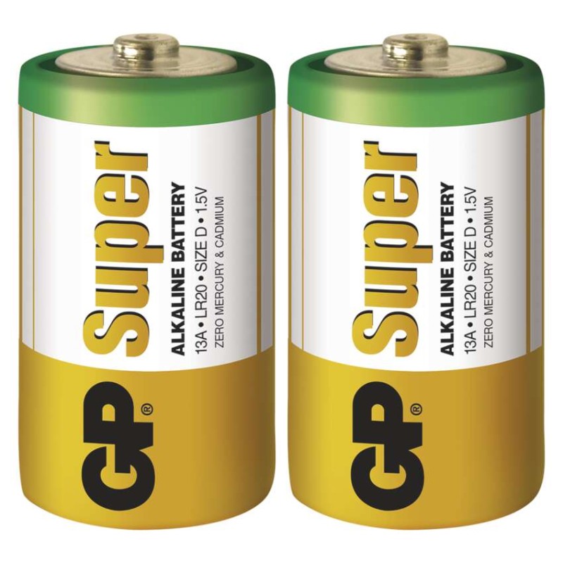 Alkalická batéria GP Super LR20 (D), 2 ks