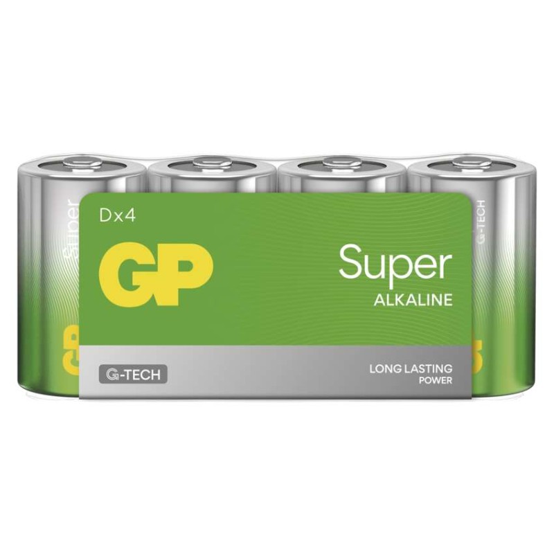 Alkalická batéria GP Super LR20 (D), 4 ks fólia