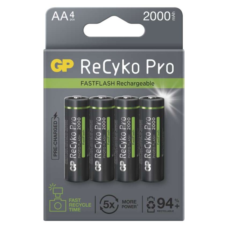 Nabíjecí baterie GP ReCyko Pro Photo Flash AA (HR6), 4 ks