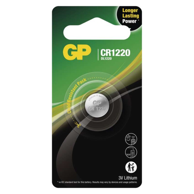 Lítiová gombíková batéria GP CR1220, 1 ks