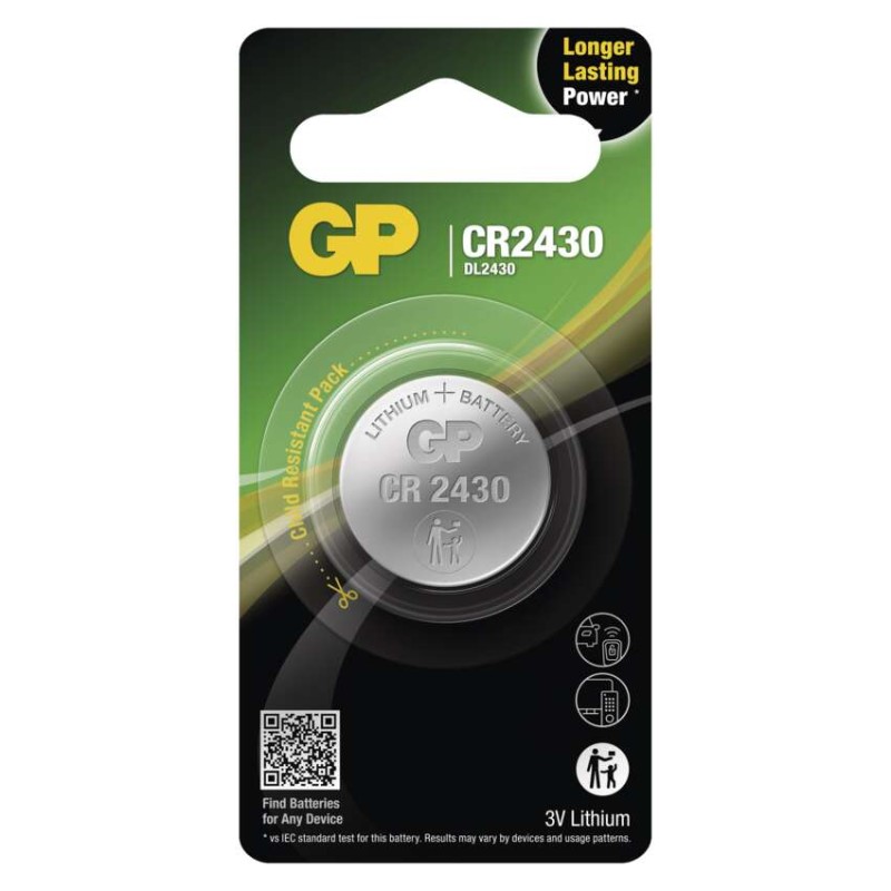 Lítiová gombíková batéria GP CR2430, 1 ks