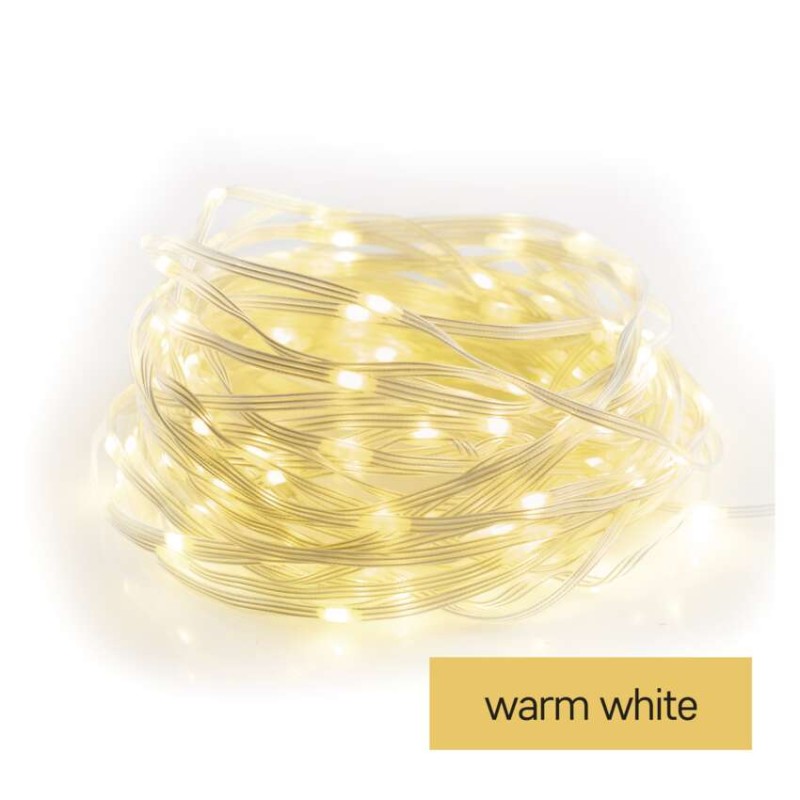 LED vánoční nano řetěz, 16 m, venkovní i vnitřní, teplá bílá, časovač