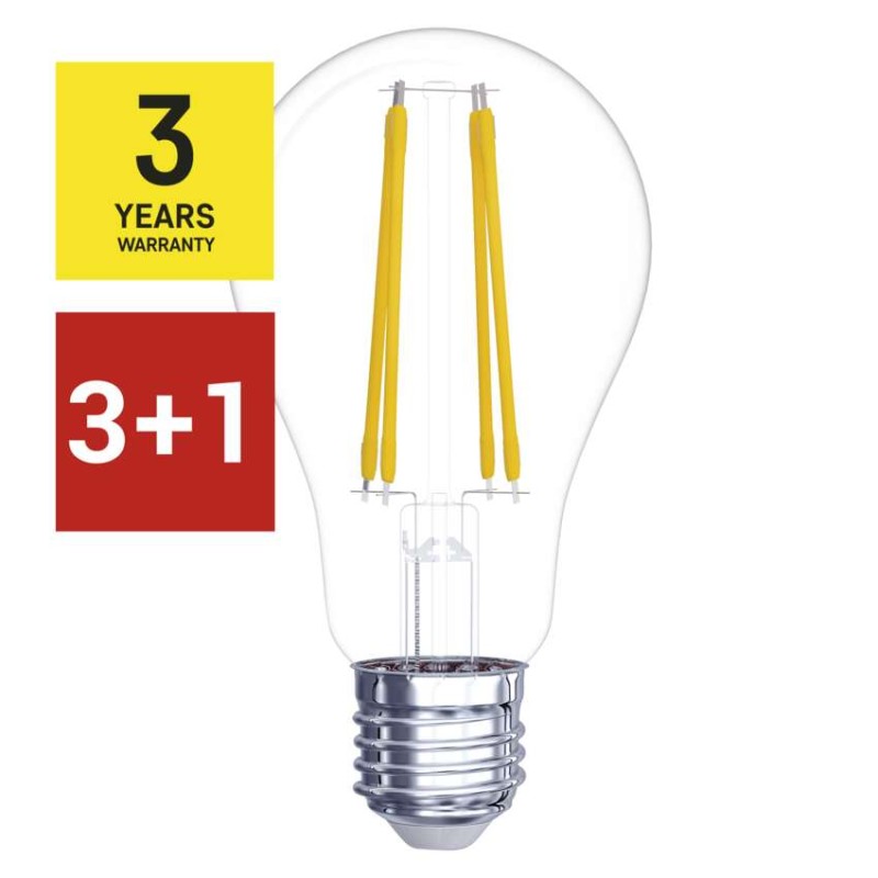 3 + 1 zdarma – LED žárovka Filament A60 / E27 / 5,9 W (60 W) / 806 lm / neutrální bílá
