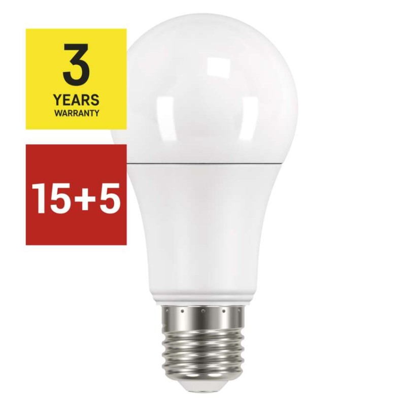 15 + 5 zdarma – LED žiarovka Classic A60 / E27 / 14 W (100 W) / 1 521 lm / teplá biela