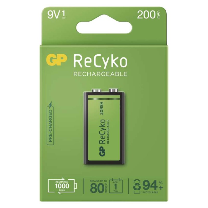 Nabíjecí baterie GP ReCyko 200 (9V), 1 ks
