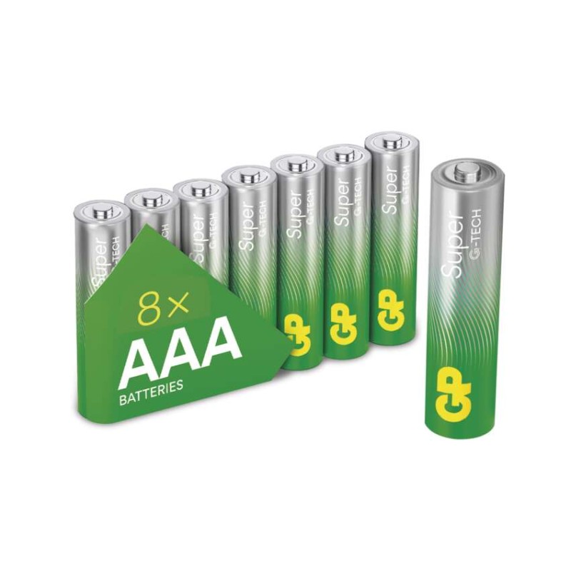 Alkalická baterie GP Super AAA (LR03), 8 ks