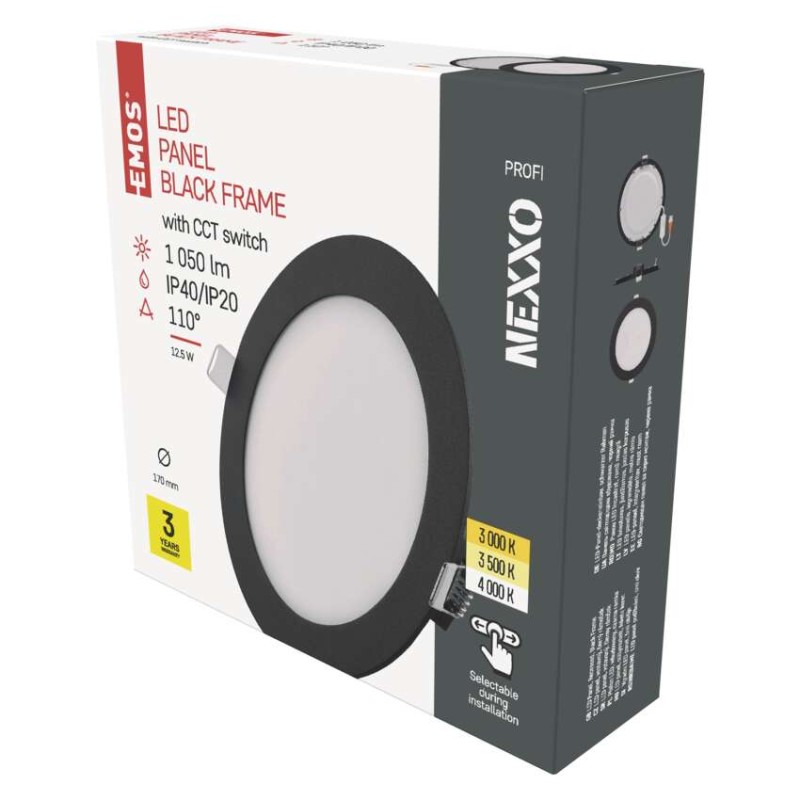 LED podhledové svítidlo NEXXO černé, 17 cm, 12,5 W, teplá/neutrální bílá